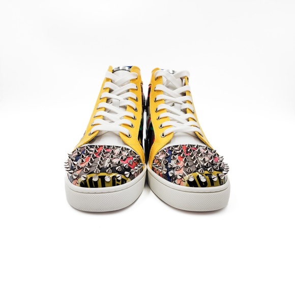 Christian Louboutin Louis Spiked Leather High-Top Sneakers Shoes EU 43.5 US 10.5 - Picture 6 of 12